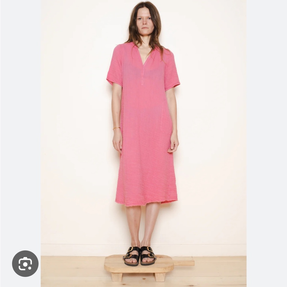 RAQUEL ALLEGRA NWT Peasant Dress in Faded Cerise Gauze Medley size 0 (small)